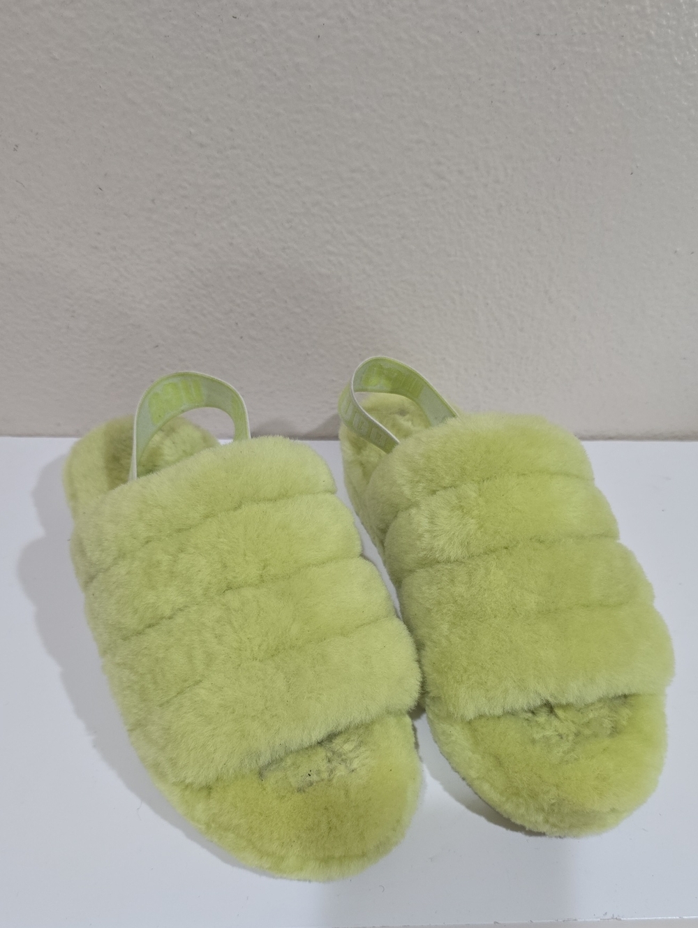 UGG Lime Green Plush Fuzzy Slide Sandals - Women